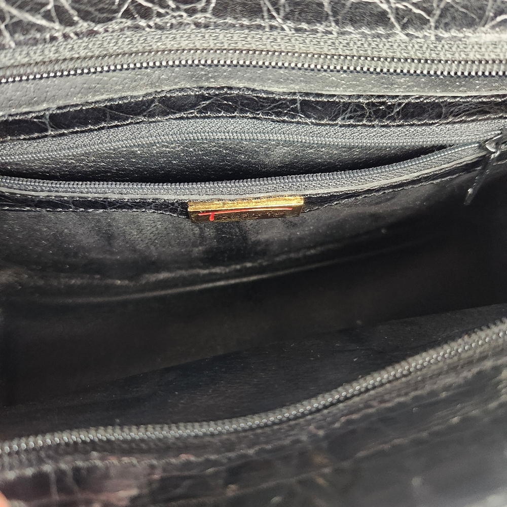 TALBOTS Crossbody Bag Black Leather Charm Inside Zipper Pocket Minimalist Purse - Picture 15 of 16